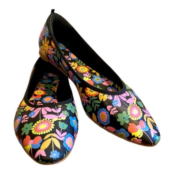 boden Genuine Leather (Upper & Lining)Floral Ballet Flats Size 37 6.5 Us - Picture 1 of 11